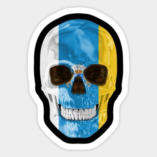 Canary Islands (Spain) Flag Skull - Gift for  With Roots From Canary Islands (Spain) Sticker